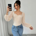 Body moulante élégante et tendance à manches longues pour femmes