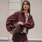 Manteau rétro en daim pour femmes