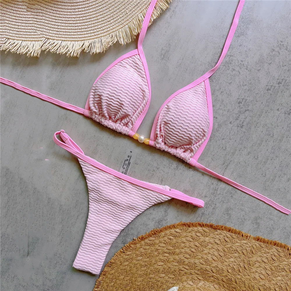 Maillot de bain deux pièces avec micro string pour femmes