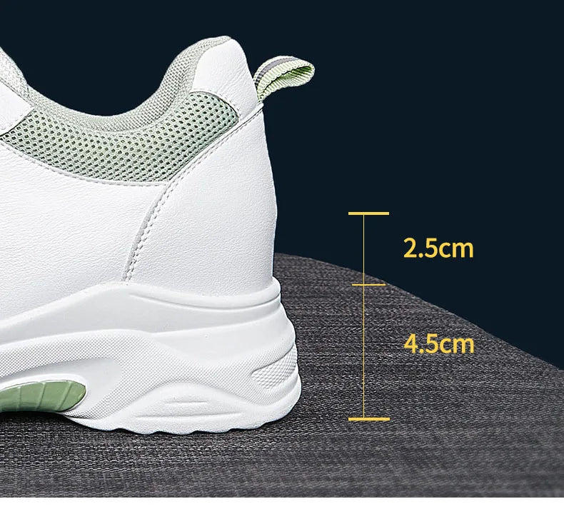 Baskets épaisses de 8cm en cuir véritable pour femmes