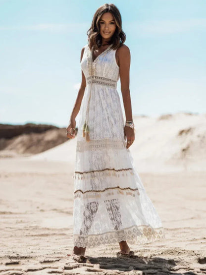 Robe Longue en Dentelle Femme – Style Décontracté