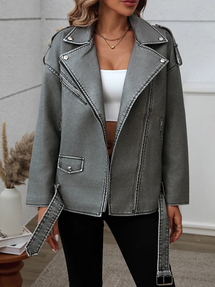 Veste en simili cuir Streetwear pour femmes