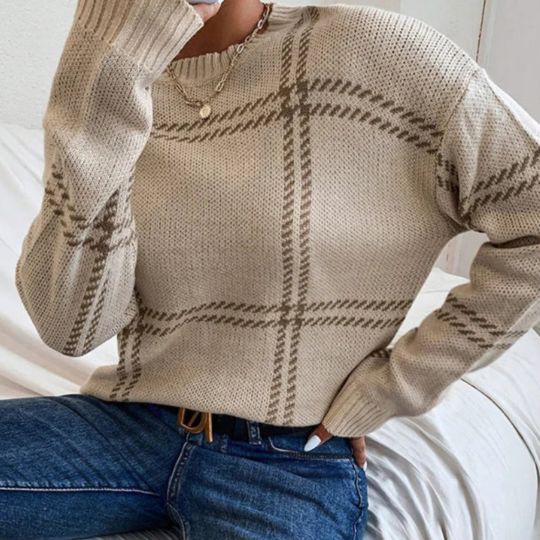 Pull ample à rayures beiges pour femmes