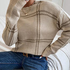 Pull ample à rayures beiges pour femmes