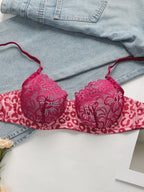 Ensemble sexy en dentelle imprimé léopard rose pour femmes