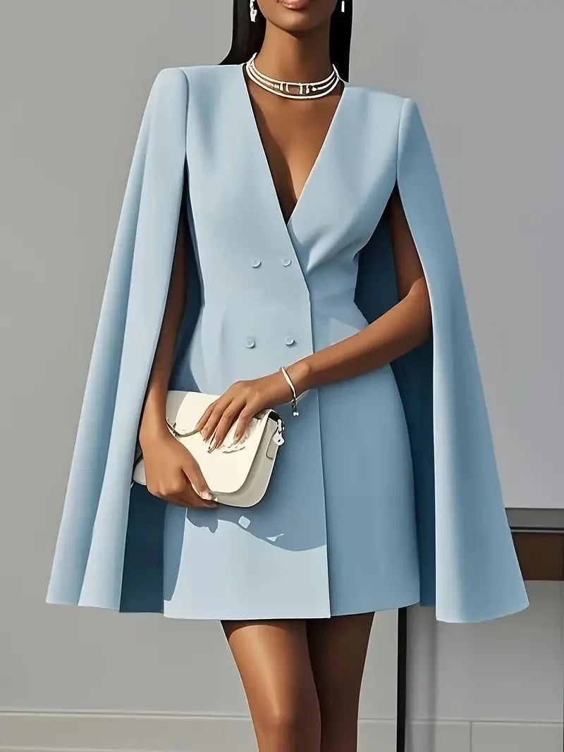 Robe de costume cape à double boutonnage pour femmes