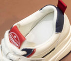 basket à semelle compensées en cuir véritable pour femmes