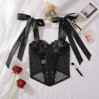 Corset en dentelle brodée de fleurs pour femmes