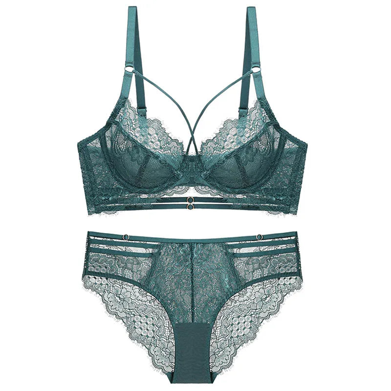 Ensemble soutien-Gorge Push Up et culotte en dentelle pour femmes