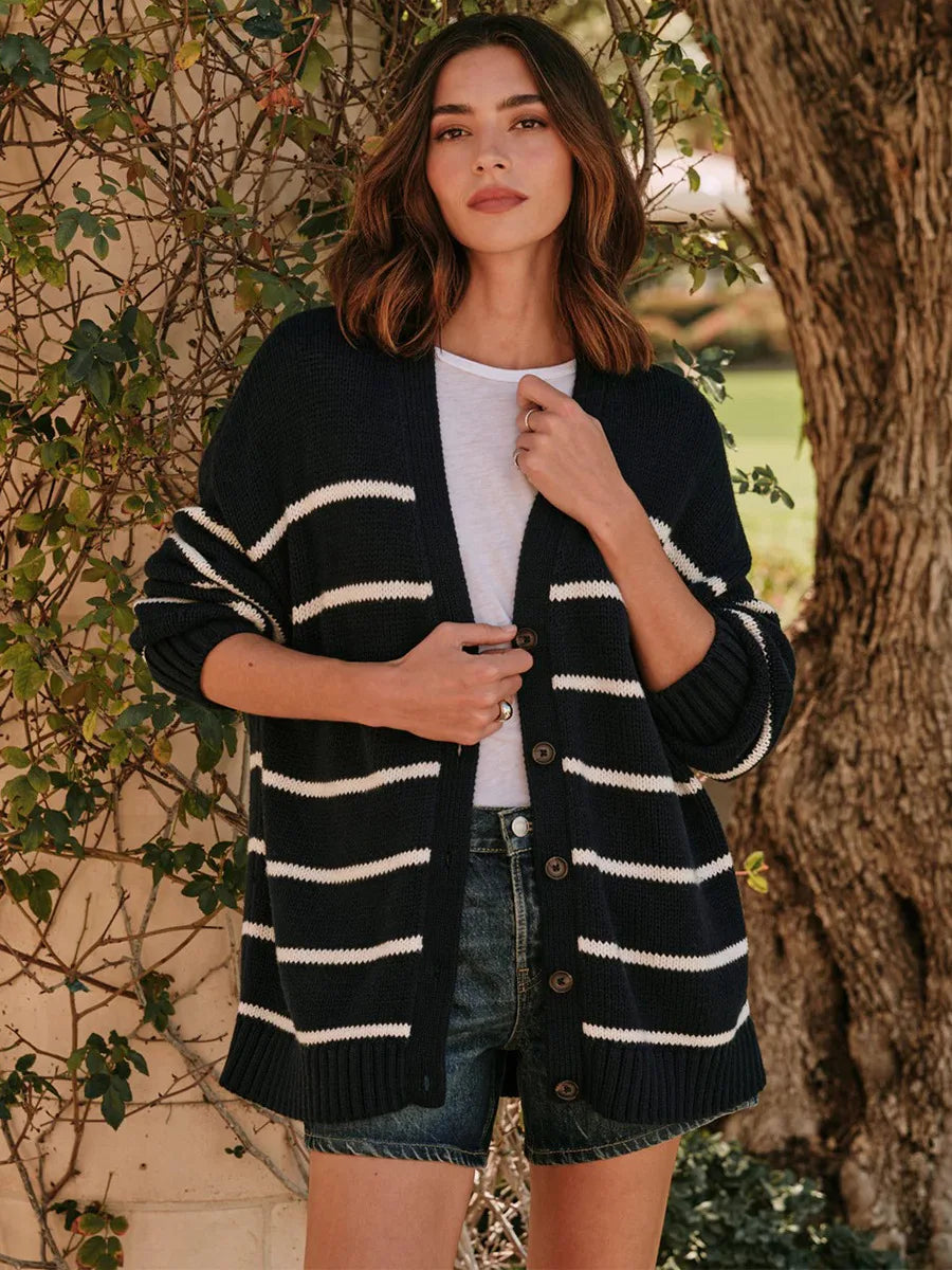 Gilet rayé en maille pour femmes