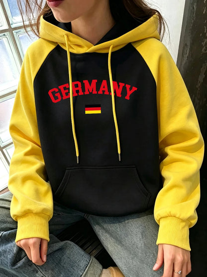 Sweat à Capuche Raglan Femme – Drapeau Allemand
