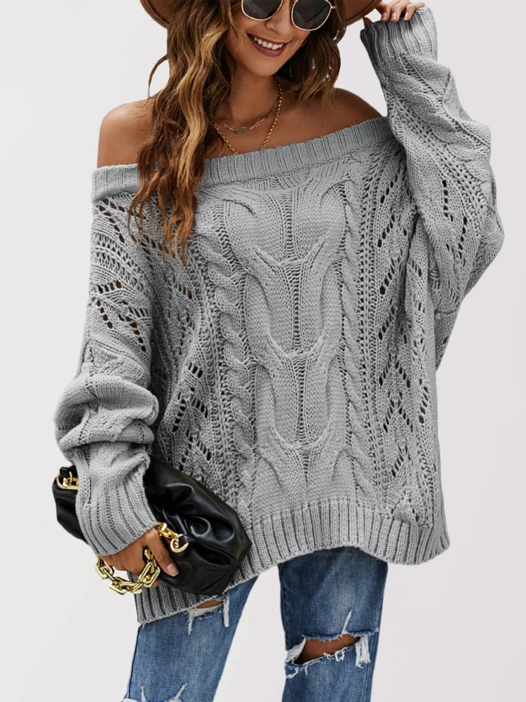 Pull tricoté à manches lanternes pour femmes