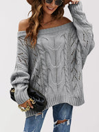 Pull tricoté à manches lanternes pour femmes