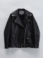 Veste ample rétro Pu Faux cuir pour femmes