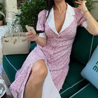 Robe maxi femme à imprimé floral contrasté pour femmes