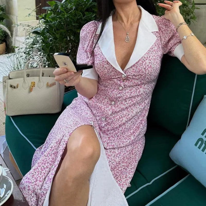 Robe maxi femme à imprimé floral contrasté pour femmes