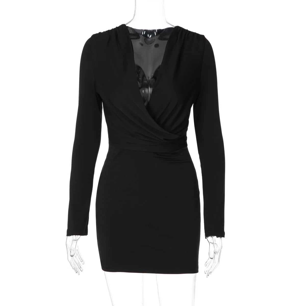 Robe fourreau femme noire à décolleté V