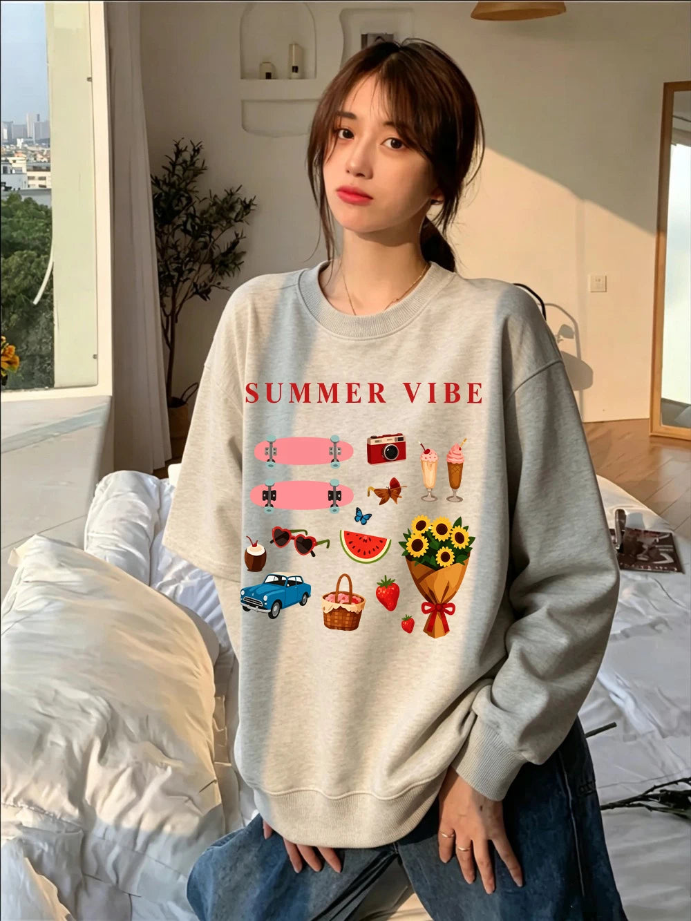 Sweat-shirts imprimés à motifs estivaux pour femmes