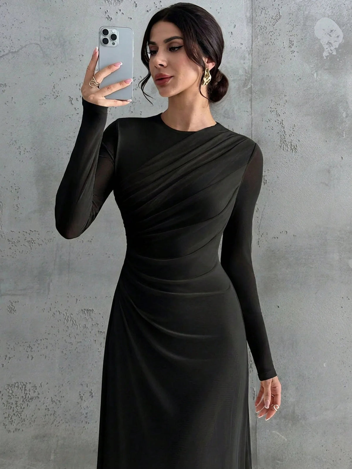 Robe en Maille Femme – Manches Longues et Ceinture