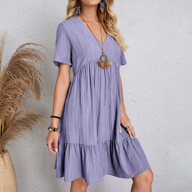 Mini robe trapèze à manches courtes pour femmes