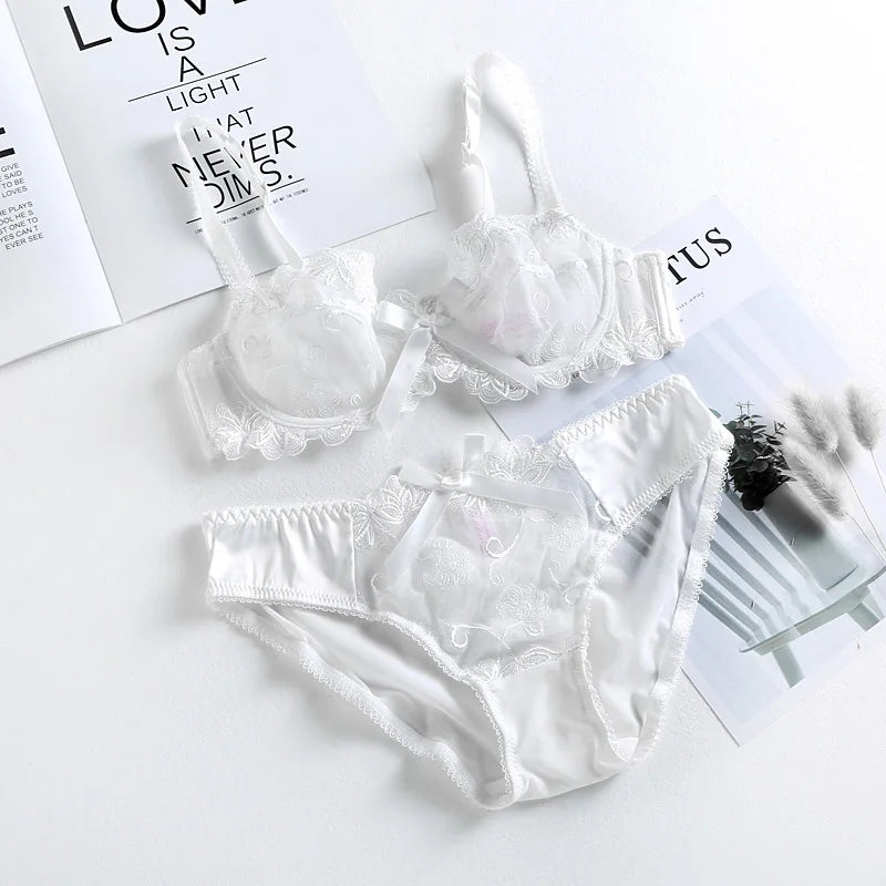 Ensemble de lingerie transparente soutien-gorge sensuel en maille transparente et culotte  pour femmes