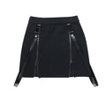 Mini-jupe gothique foncée style A-line avec fentes zippées double face pour femmes