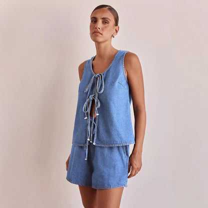 Ensemble 2 Pièces en Jean Femme – Short Ample