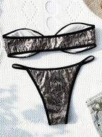 Maillot de bain deux pièces en peau de serpent pour femmes