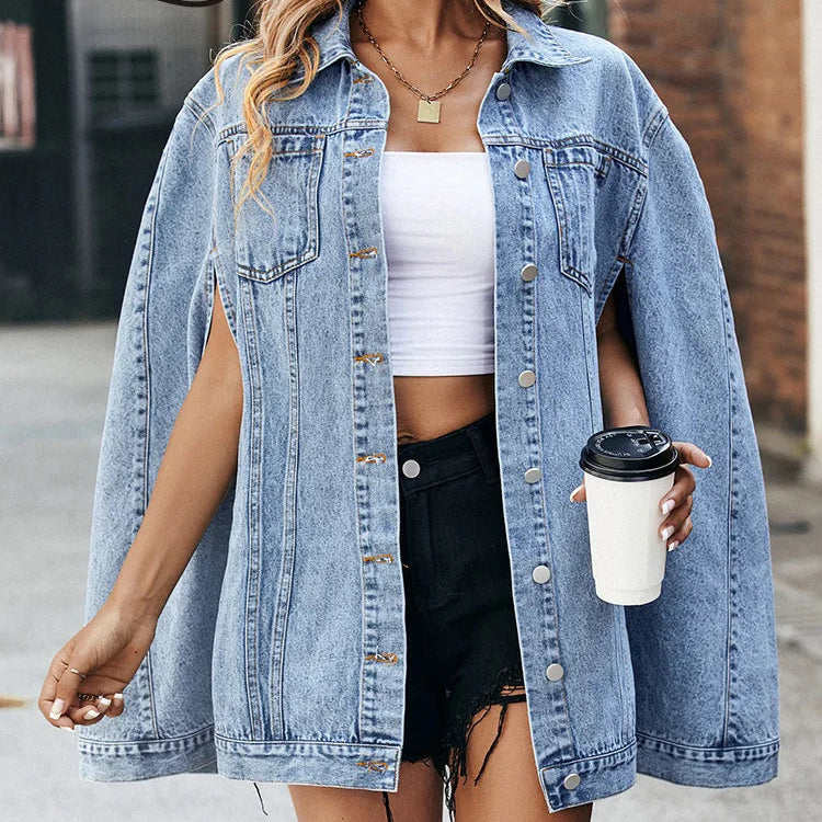 Manteau en jean à simple boutonnage pour femmes