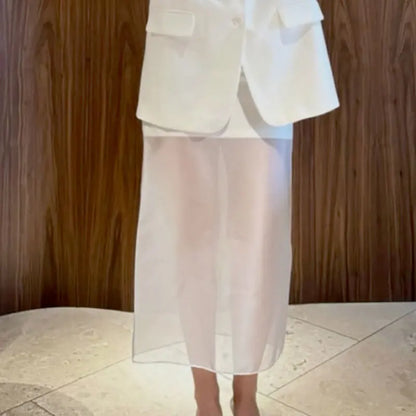 Jupe Longue Transparente Taille Haute Femme