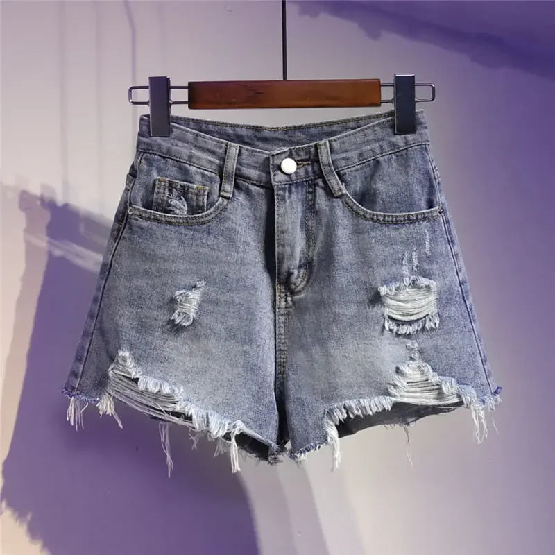 Short en Jean blanc taille haute pour femmes