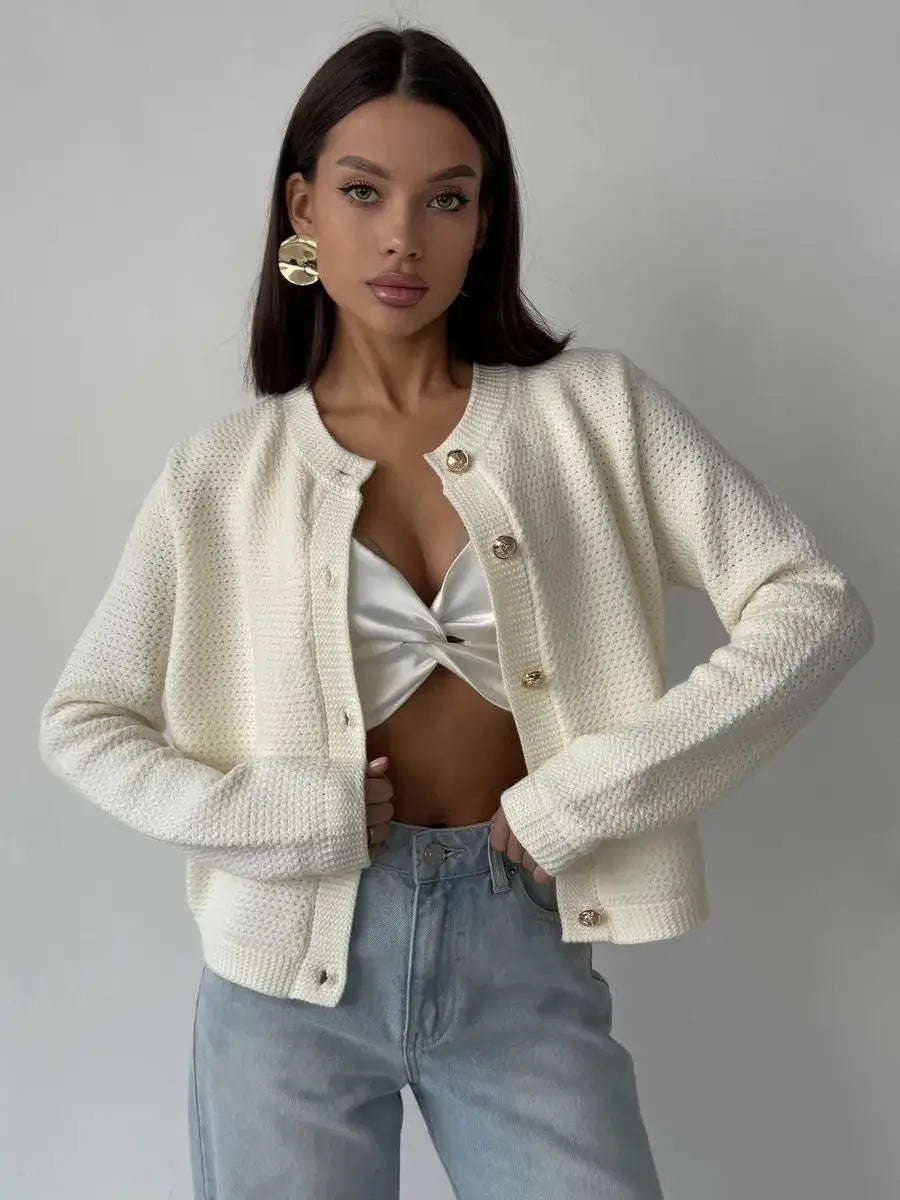 Cardigan en tricot ajouré pour femmes