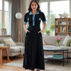 Robe longue tricotée élégante à col rond pour femmes