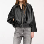 Veste en faux cuir pour femmes