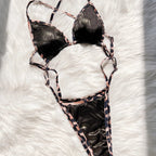 Maillot de bain une pièce, sexy avec paillettes, léopard pour femmes