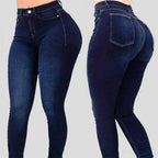 Pantalon en jean long en coton élastique pour femmes