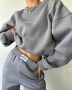 Ensemble deux pièces décontracté, sweat-shirt à manches longues et col rond, pantalon pour femmes