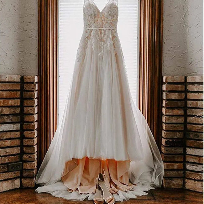 Robe de mariée sexy en tulle et dentelle, pour femmes