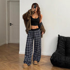 Pantalon Baggy à carreaux décontracté pour femmes