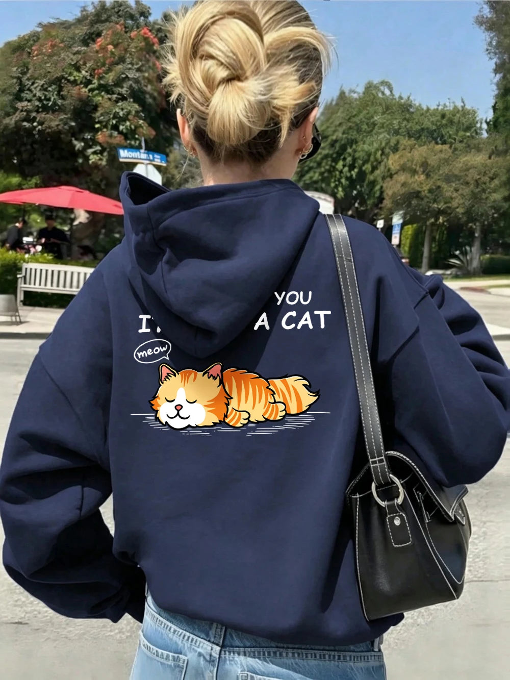 Sweat à capuche imprimé 'I'M Not A Cat Meow Orange Cat' pour femmes
