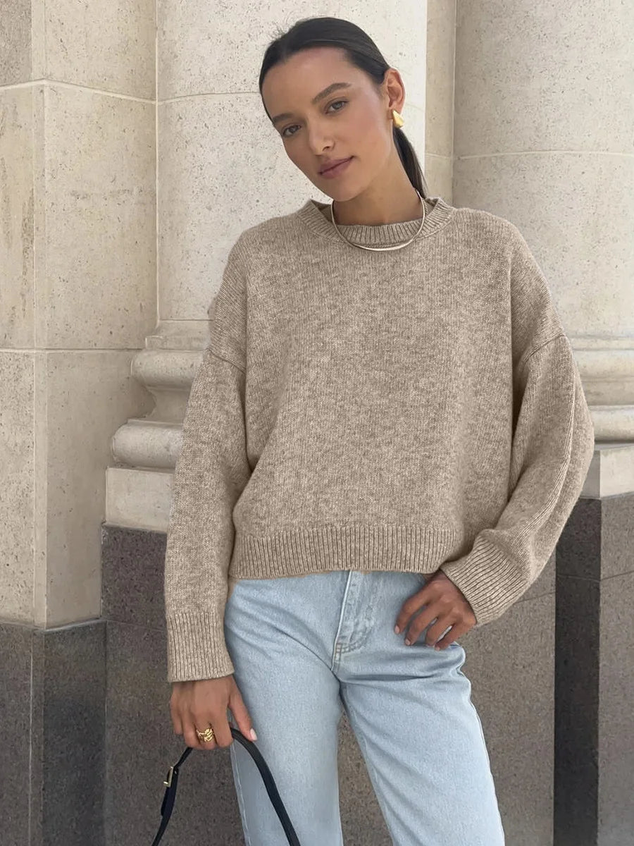 Pull Épais Femme – Col Rond et Coloris Uni