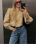 Veste courte tendance à col montant pour femmes