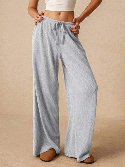 Pantalon Large Femme – Taille Haute et Uni