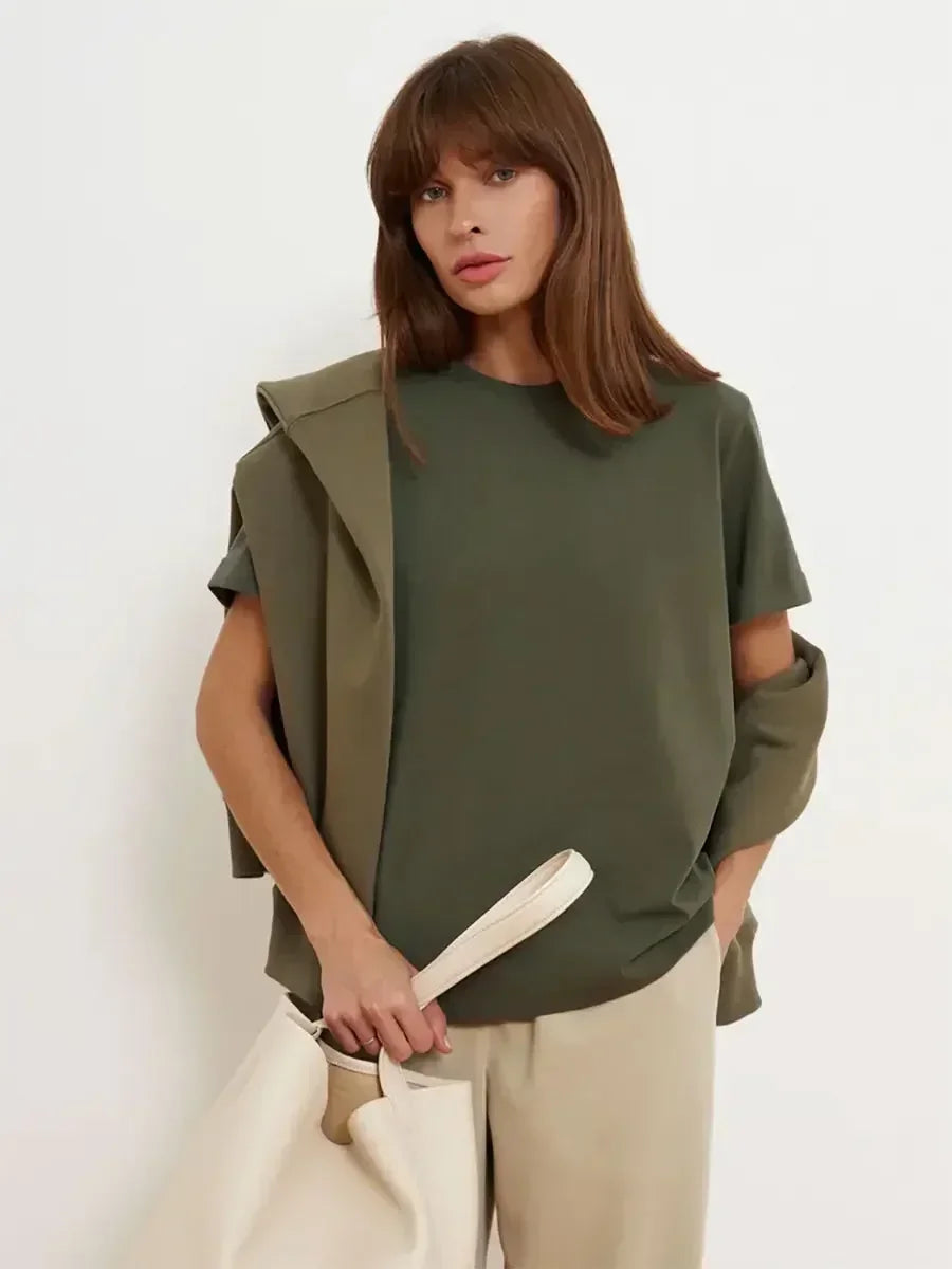 T-shirt d'été 100 % coton pour femmes
