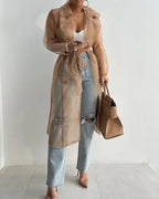 Manteau boutonné à manches longues pour femmes