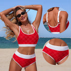Maillot de bain deux pièces avec trou design haute élasticité pour femmes
