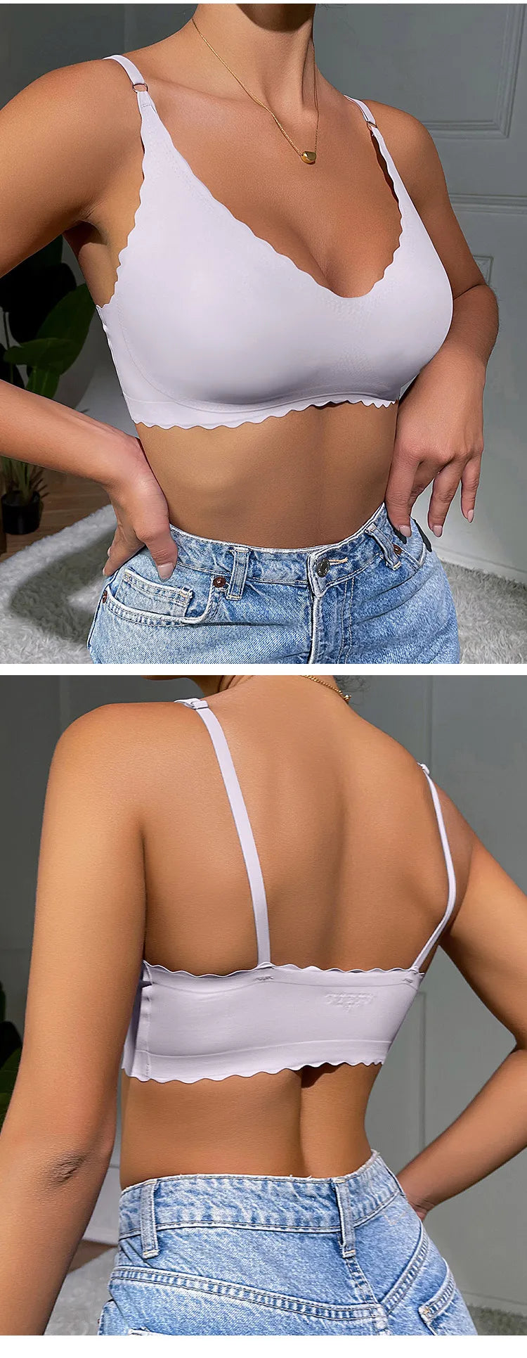 Soutien-gorge confortable sans fil, rembourré pour femmes