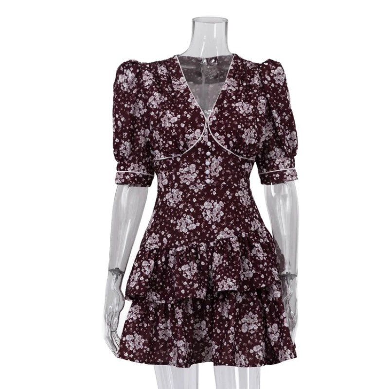 Robe courte élégante à imprimé floral pour femmes