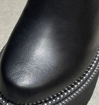 Bottine compensées en cuir véritable pour femmes