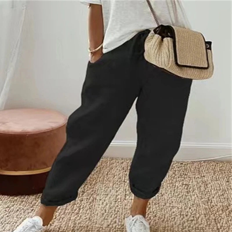 Pantalon vintage à imprimé floral pour femmes